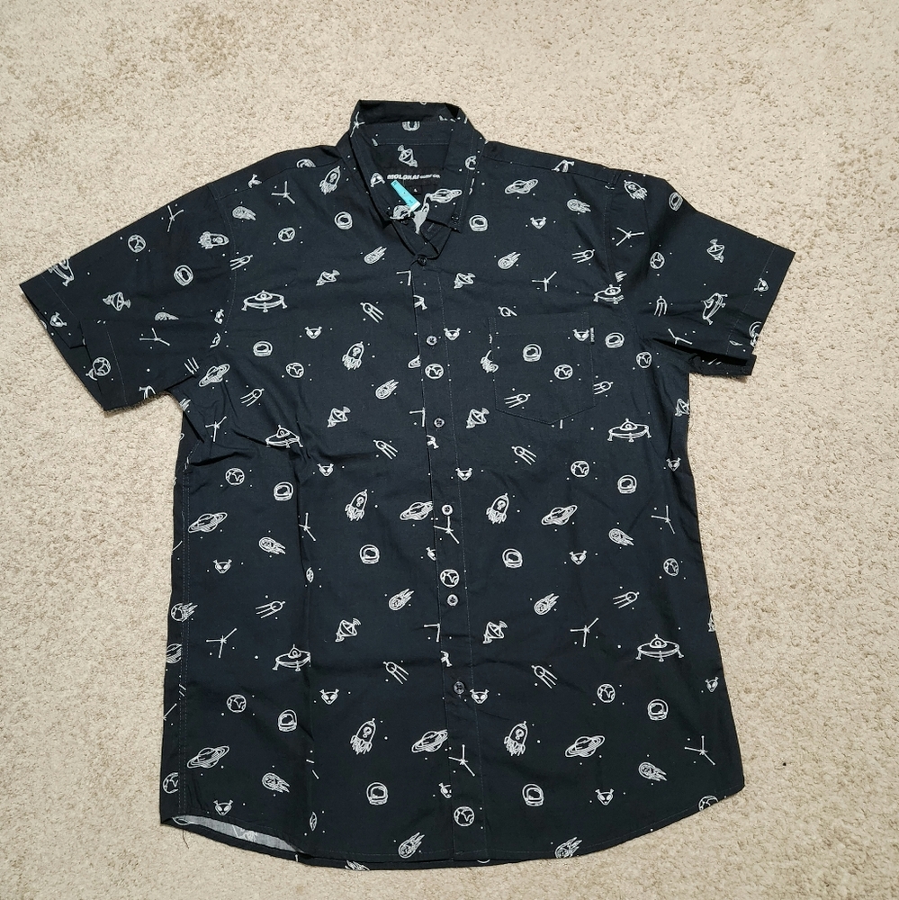 Space-themed collared top